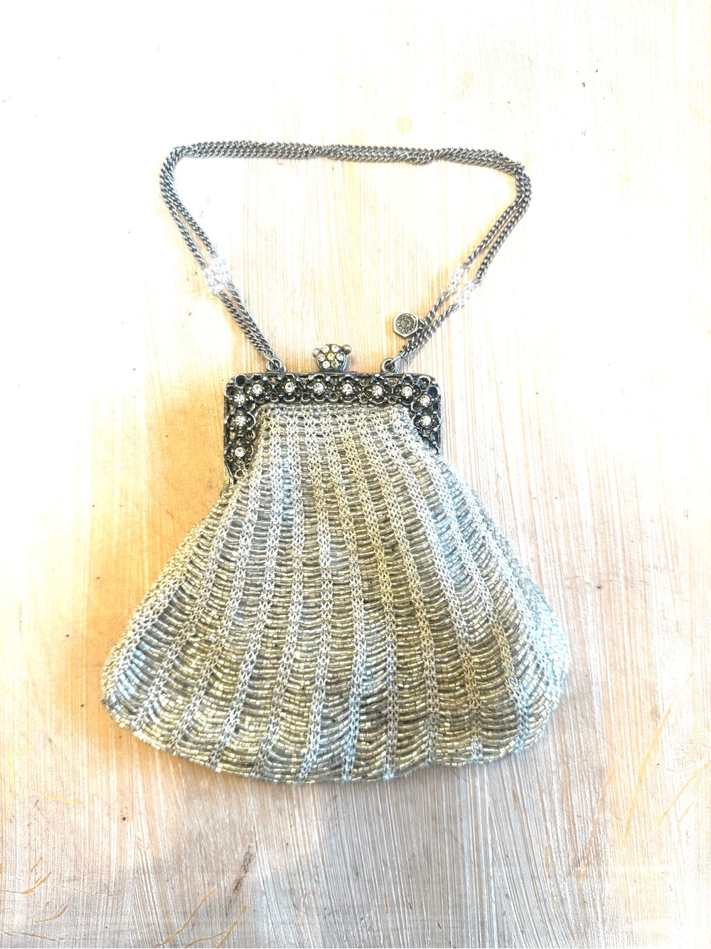Vintage Clara Kasavina Clara Studio Silver Beaded Evening Bag
